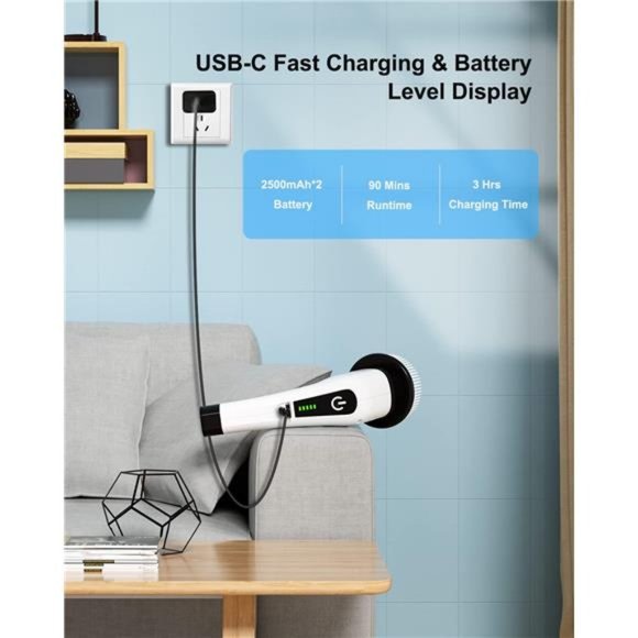 Electric Spin Scrubber, Cordless Cleaning Brush with 8 Replaceable Brush Heads - Picture 5 of 7